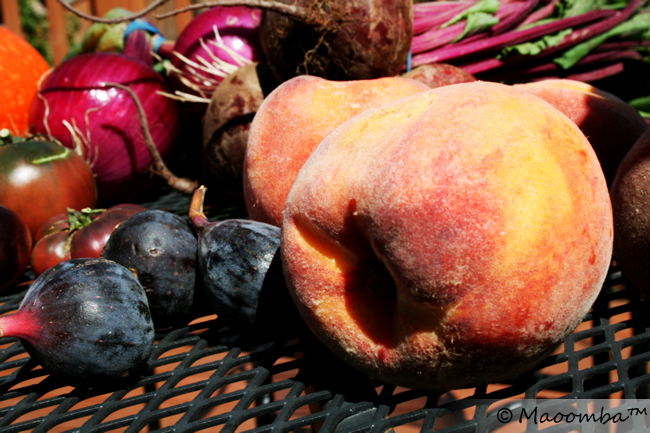 peaches, black figs
