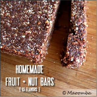 13 Flavors (including Mayan Chocolate) of Homemade Larabar-like Fruit and Nut Bars