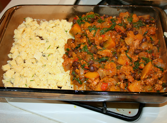 preparing three sisters casserole