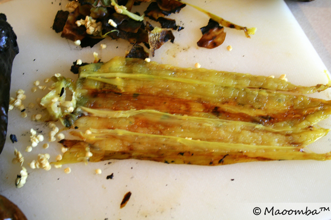 slice the chile, deseed