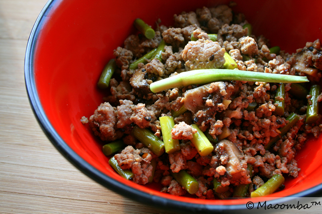 Stir-fry with ground pork.