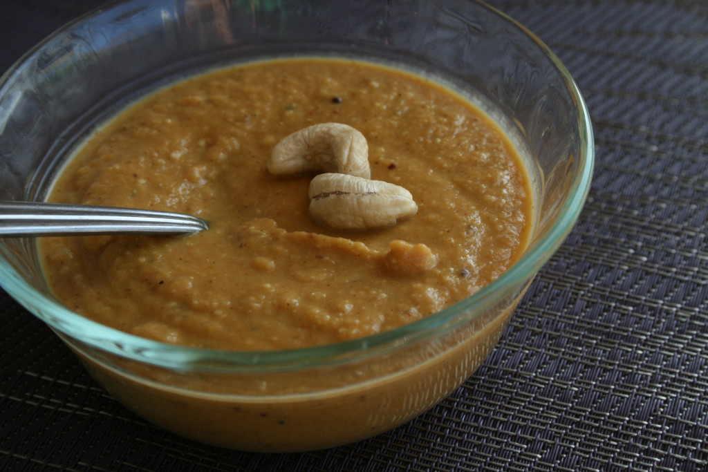 Roasted, curried cauliflower and sweet potato soup