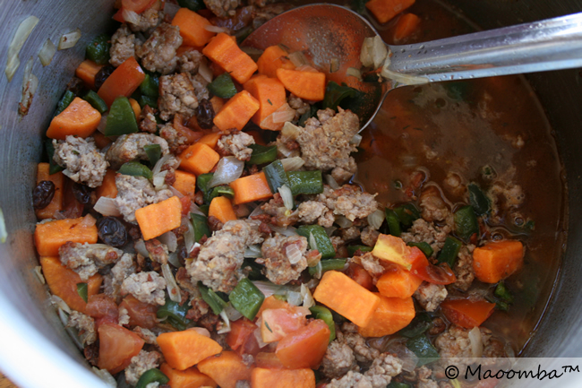 chiles en nogada soup - pour into pot