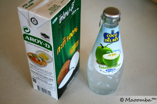 coconut milk and water