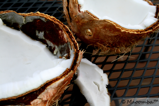 halved coconut