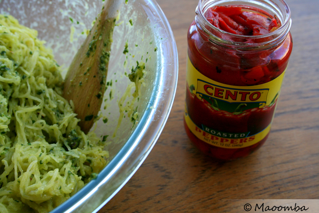 7 cut peppers into spaghetti squash