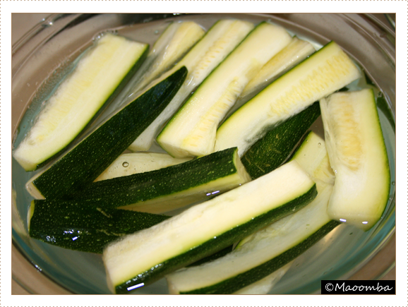 Brining zucchini spears before pickling