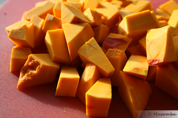 Cut it into 3/4" cubes