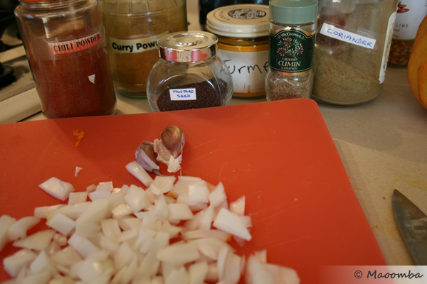 Mince onion and gather your spices