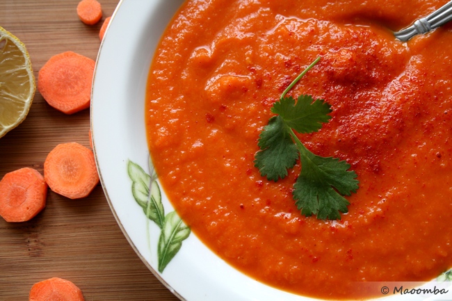 Moroccan carrot and red pepper soup