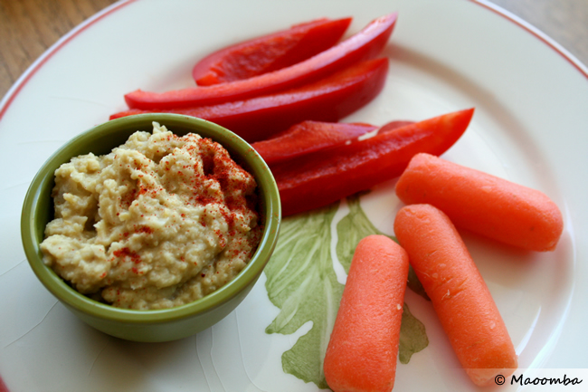 hummus served with veggies
